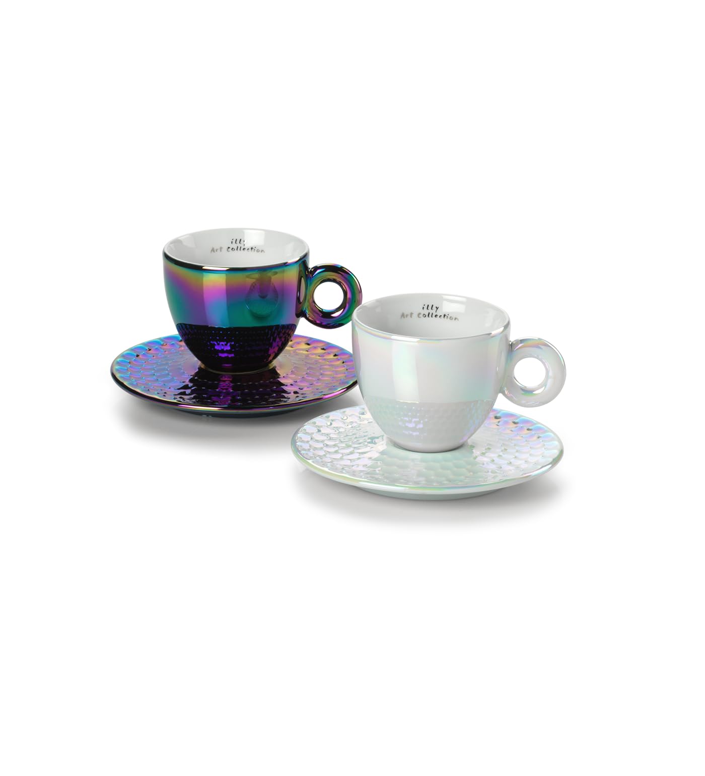 illy 25569 | 2 kubki do cappuccino Art Collection John Armleder | Zestaw dwóch filiżanek + dwa spodki z numerami i podpisami
