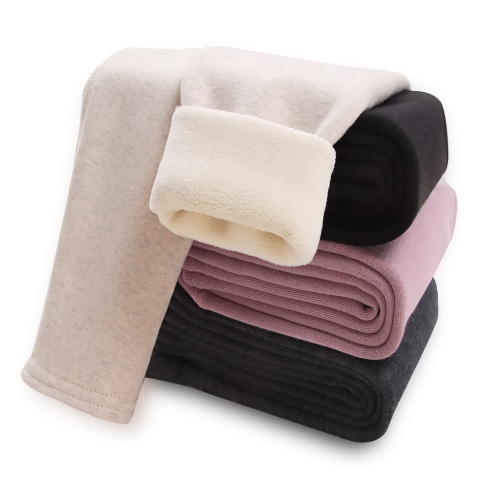 IZYJOY Girls Winter Warm Fleece Lined Stretchy Leggings Little Kids Basic Full Length Solid Tights Pants