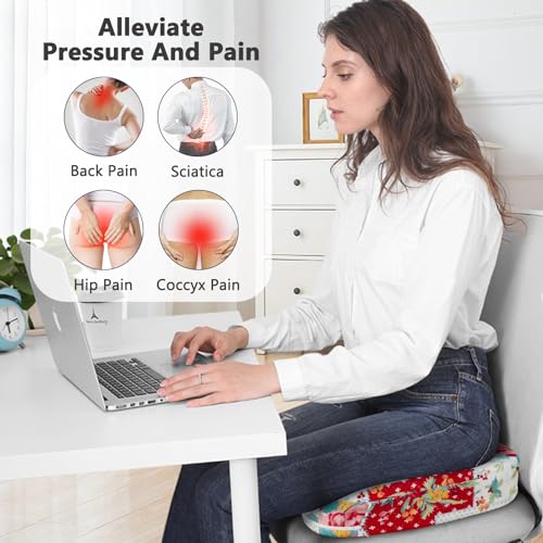 Image of Tailbone Pain Relief Cushion, Memory Foam Seat Cushion for Coccyx Sciatica Pain Pressure Relief Office Desk Chair