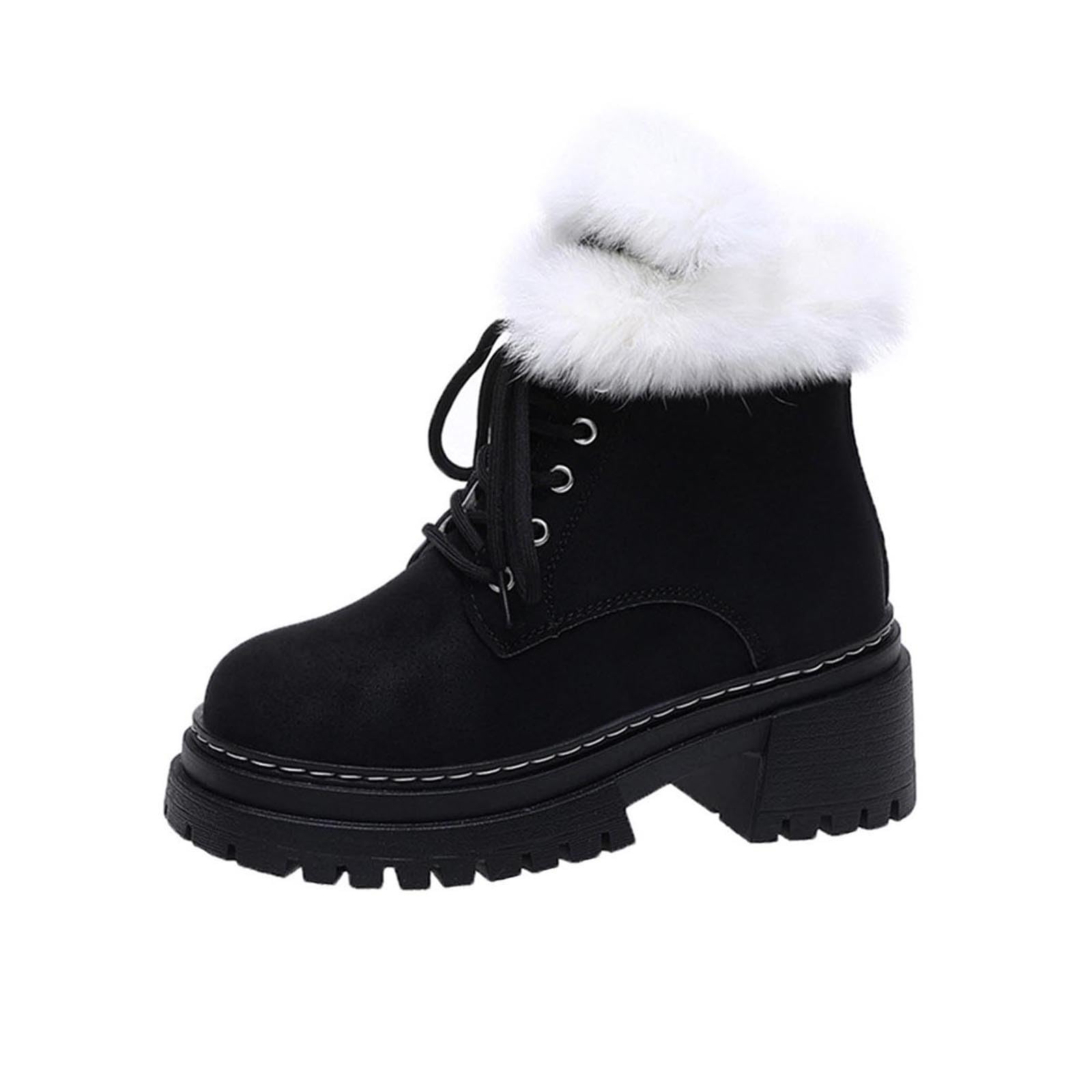 Winter Boots for Women Anti-Slip Lace Up Walking Boots Warm Insulated Fur Lining Comfortable Fashion Booties