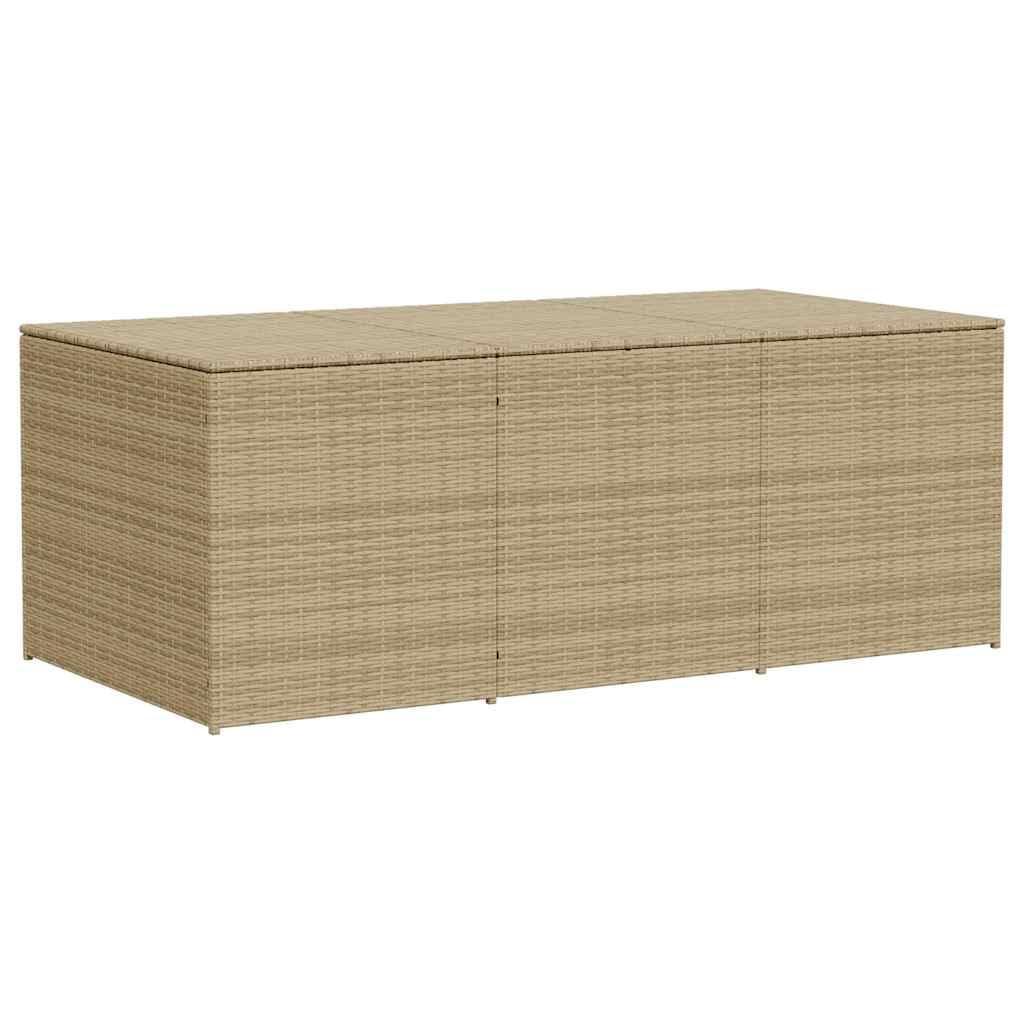 Coffre de jardin beige 984L en polyrotin avec sac intérieur imperméable et ressort à gaz comme boîte de rangement stable pour coussins et couvertures