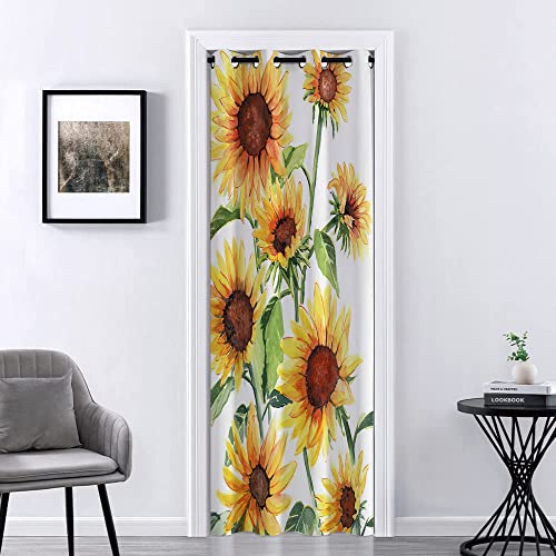 Mightree Sunflower Door Curtain 39x70 Thermal Insulated Grommet 1 Panel