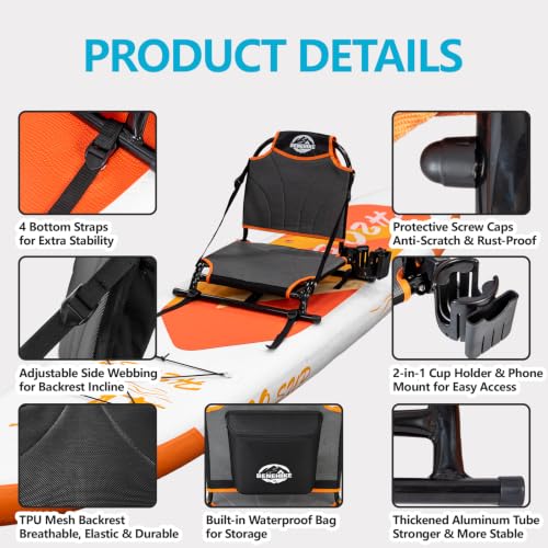 Asiento para Kayak con Respaldo Ajustable, Marco de Aluminio, Bolsa Impermeable, Para Kayaks Inflables y Sit-on-Top miniatura 5