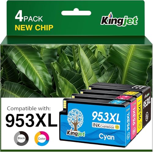 KINGJET 953XL Ink Cartridges Multipack New Chip Replacement for HP 953 XL Ink Cartridges Compatible with HP OfficeJet Pro 7720 7740 8710 8218 8715 8718 8719 8720 8725 8728 8730 8740 7730 8210 Printer