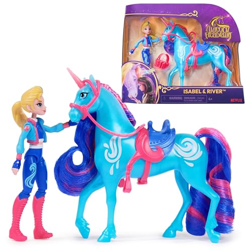 Unicorn Academy, Isabel y River con 2 accesorios y herramienta para pelo miniatura 1