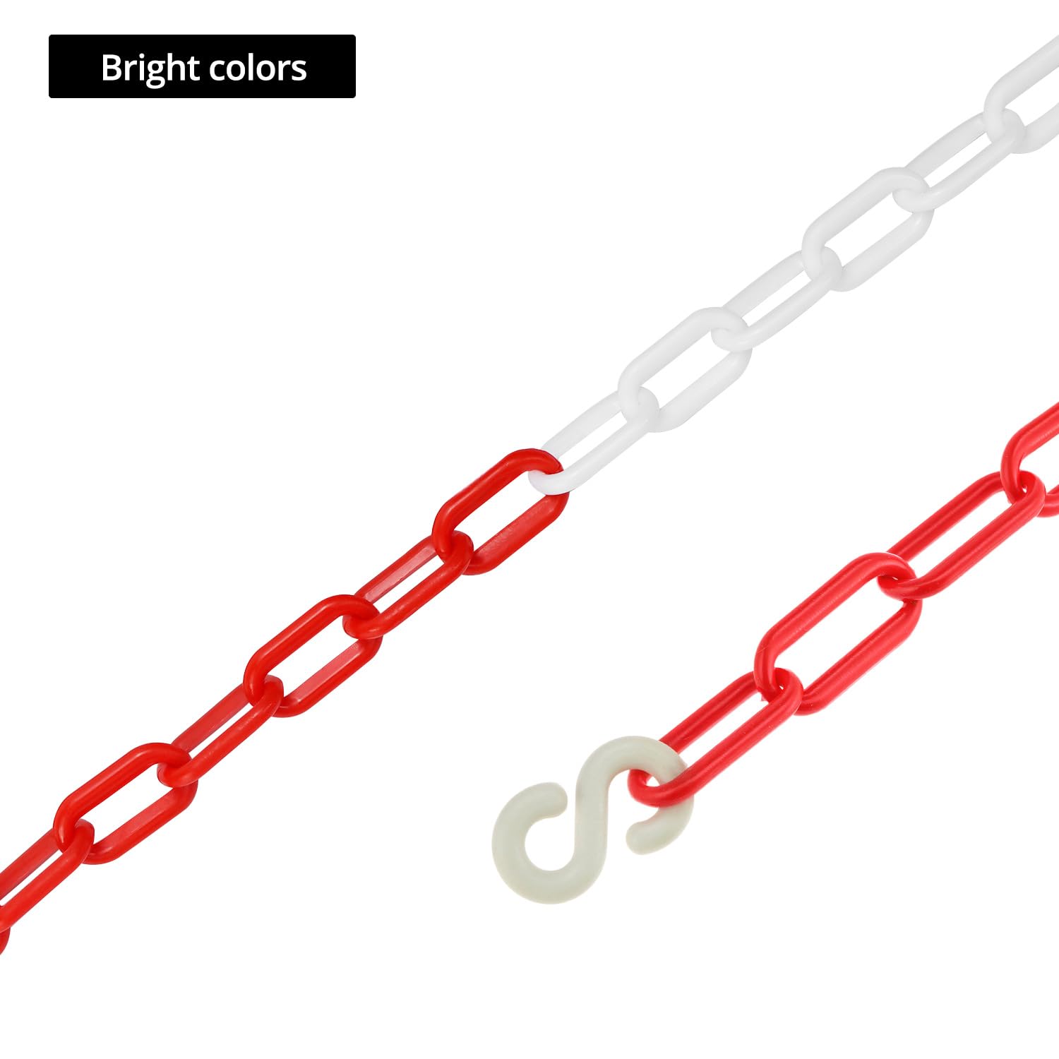 QWORK® 25m chaîne barrière rouge/blanc 6mm plastique, pour contrôle quantité, trafic, file d'attente