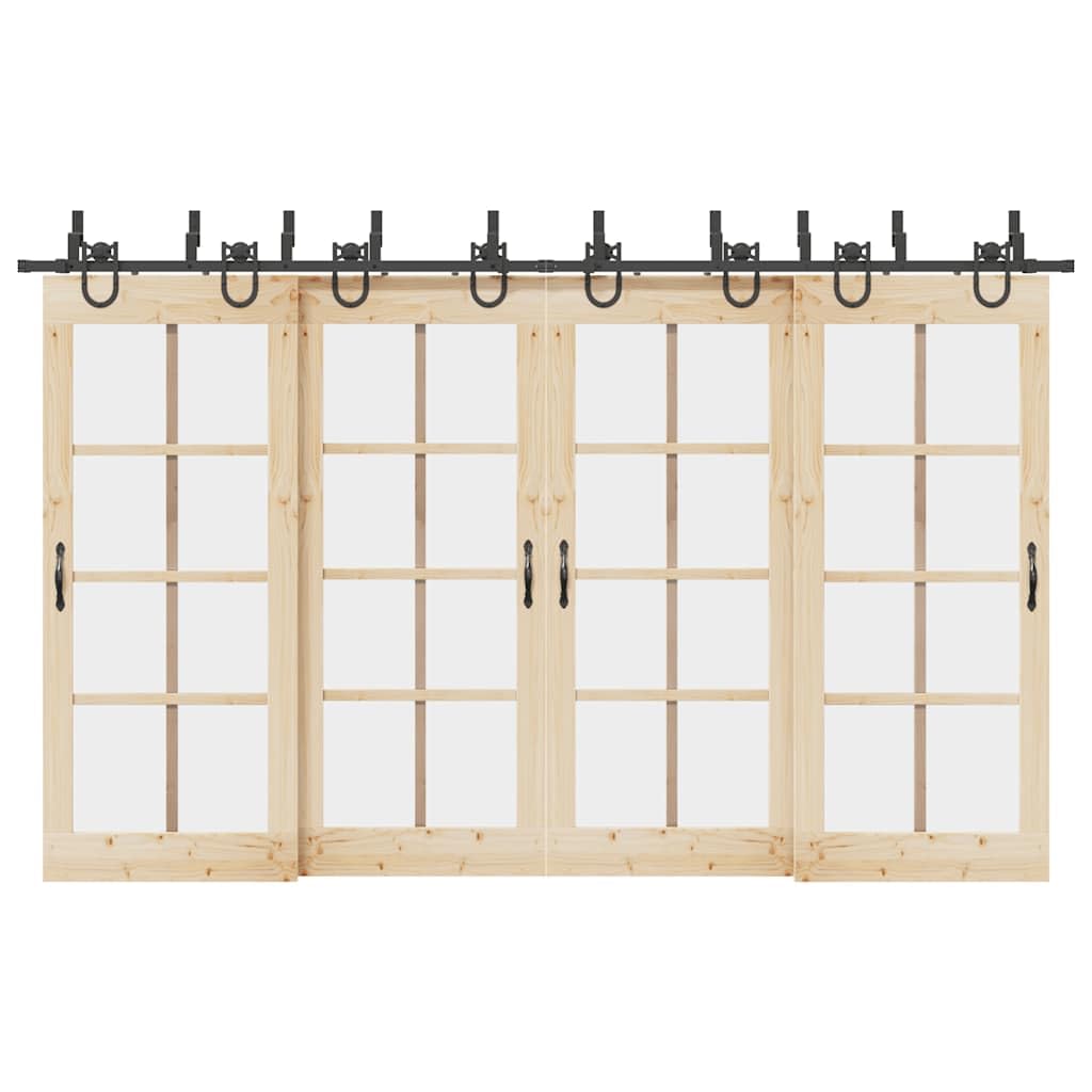 Kit de rieles para puertas correderas Bypass 366 cm acero negro para