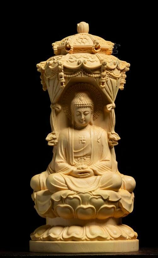 Amazon.co.jp: 娑婆三聖 開運風水 仏師彫り 彫刻 置物 木彫仏像 仏教 