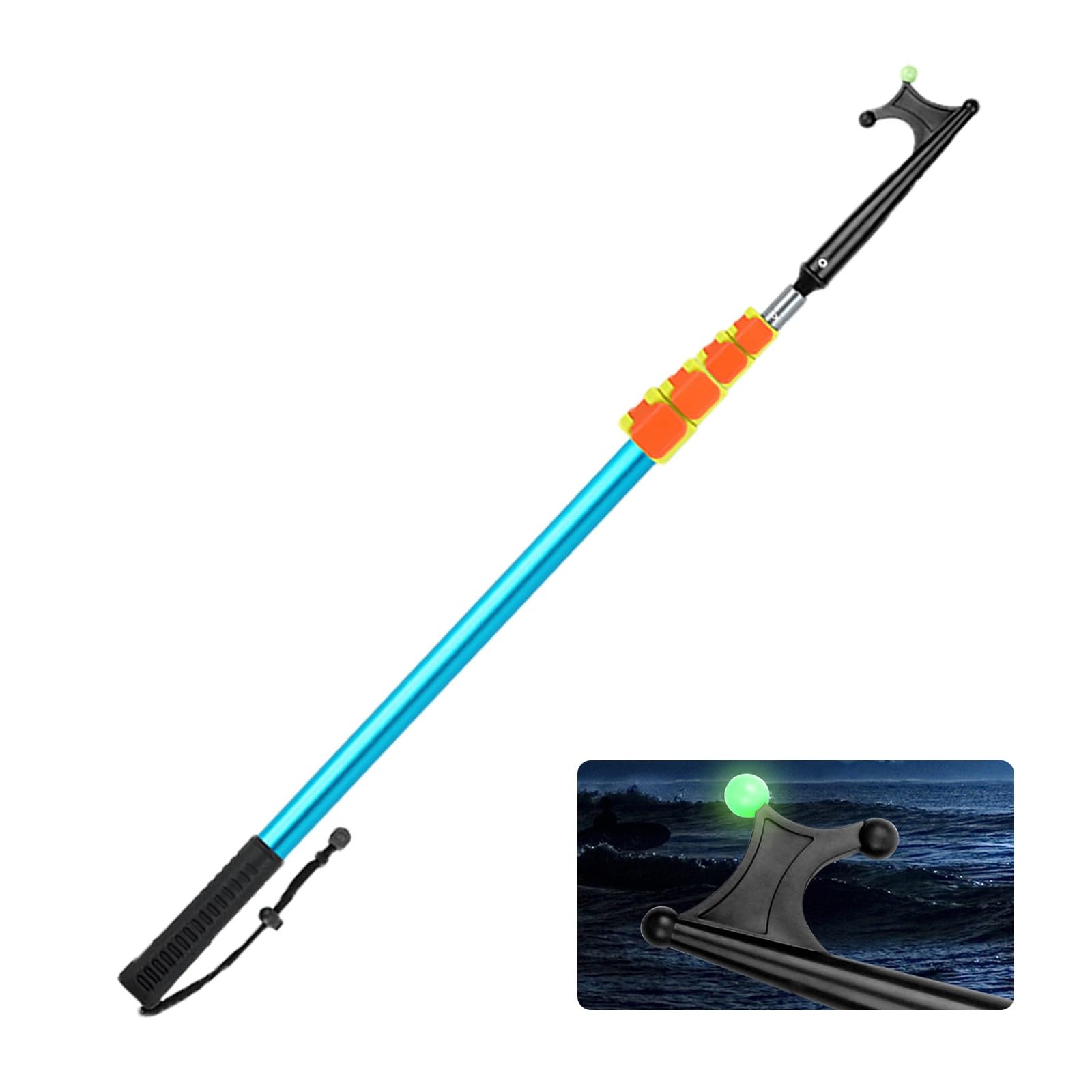 DJPHOFS Retractable Marine Pole for Docking with Glow Bead, Telescoping Extension Floating Lightweight Push-pull, Solid Dock Hooks for Boat Easy of Use(Blue,1.3m/4.3'/51.2")