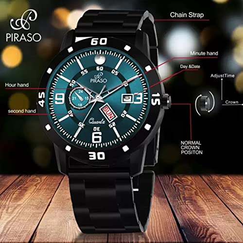 Image of PIRASO Analog Day and Date Working Display MESH Strap Watch for Men & Boys