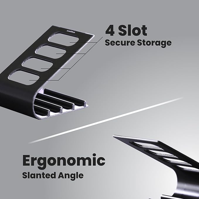 Image of SleekDock - Remote Holder Stand | Holds up to 4 Remotes | Ergonomic Slant Design | Desk & Living Room Organizer (Black) Pack Of 2