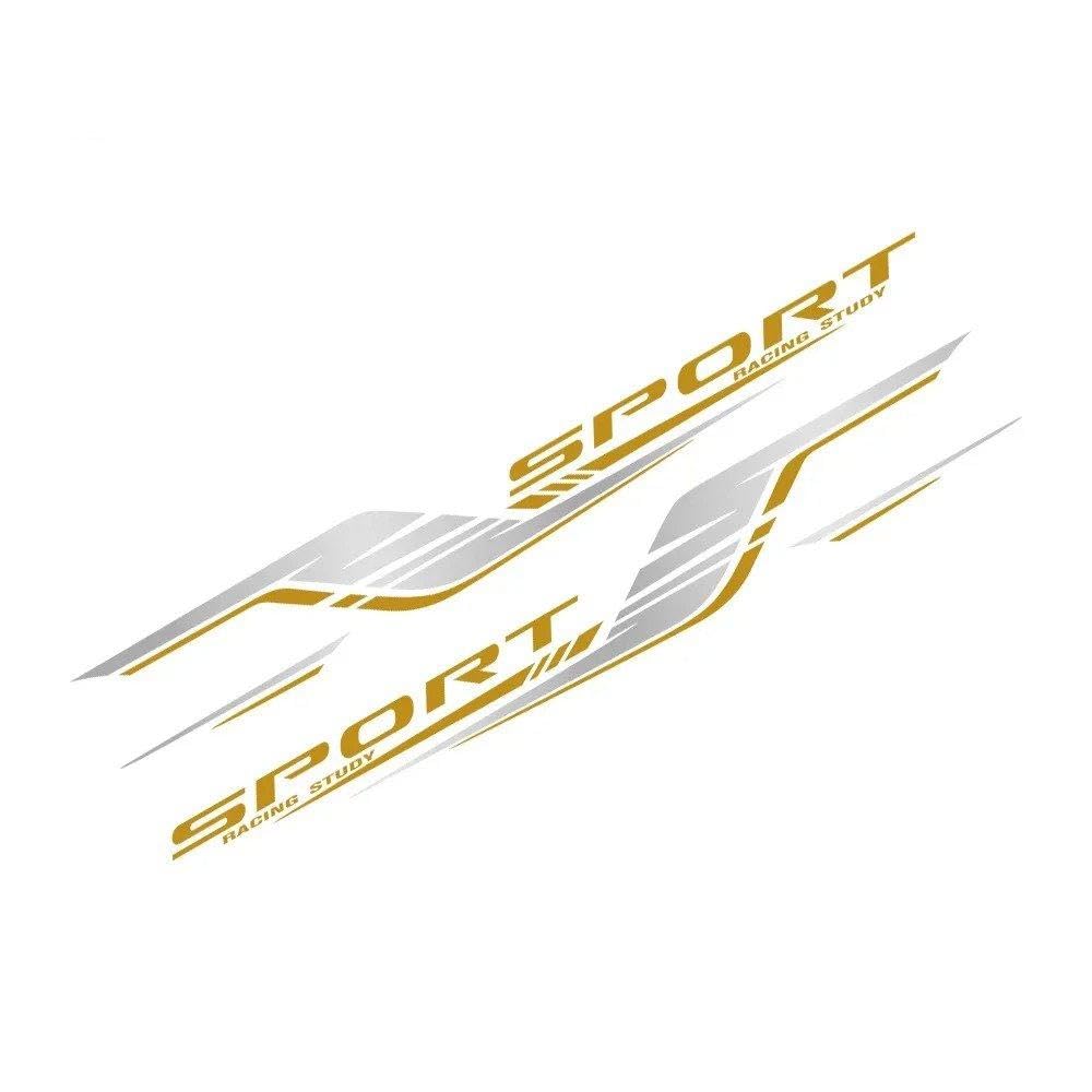Decalcomanie per Auto 2 Pezzi di Adesivi per Auto A Strisce Lunghe, Adesivi per Tuning in Vinile Impermeabili Personalizzati sul Lato Sinistro E Destro(Gold Silver)