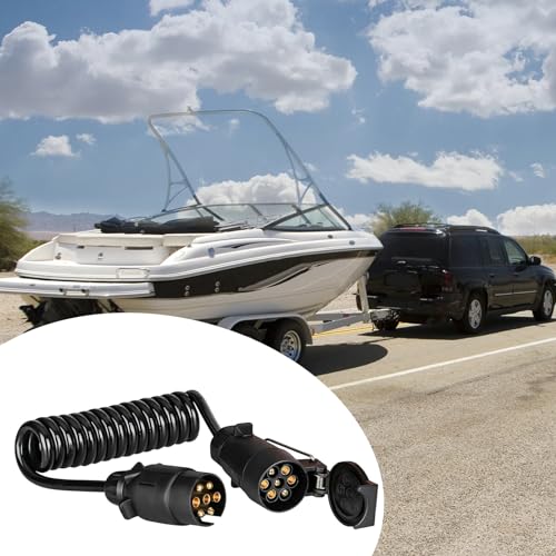 MINSHUXI Anhänger 7 Polig Verlängerung Kabel Spiralkabel 2.0M Anhängerkabel AdapterSpiralkabel Auto Anhänger Wohnwagen Wohnmobil für Wohnwagen Wohnmobil PKW Anhänger Zubehör