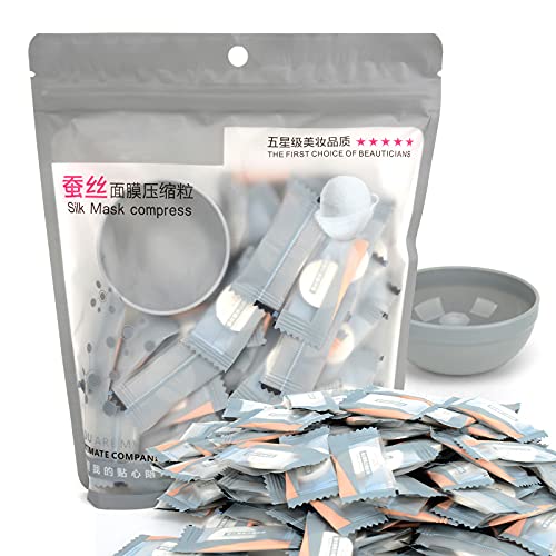Tinleja 100Pcs Compressed Facial Mask Disposable Diy Cosmetic Compressed Facial Mask Sheet Mask Paper Skin Care Wrapped Masks With Mask Bowl #TOP6