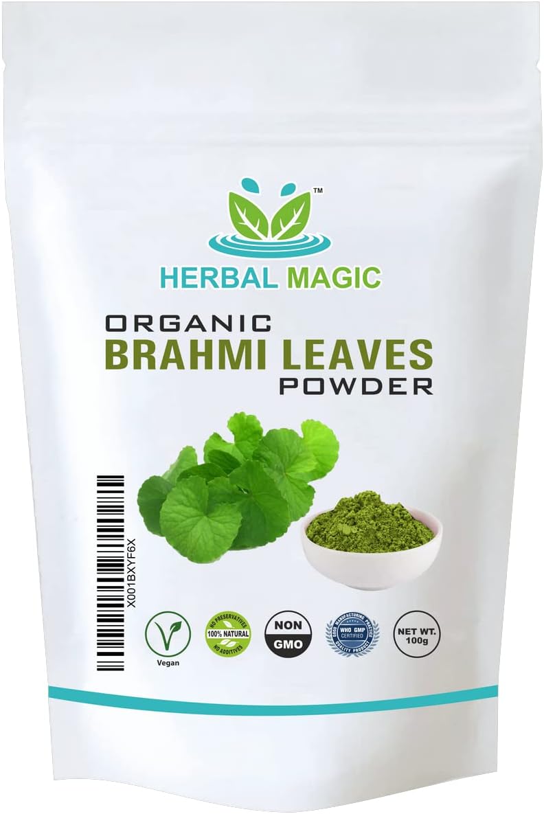 Herbal Magicβs Organic Brahmi (Bacopa Monnieri) Leaf Powder Natural Hair Face Mask, Prized Herb in Ayurveda