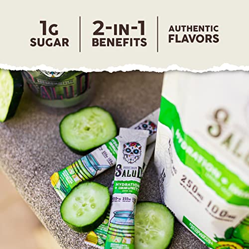 Salud 2-In-1 Hydration And Immunity Electrolytes Powder, Cucumber Lime - 15 Servings, Agua Fresca Drink Mix, Elderberry, Dairy & Soy Free, Non-Gmo, Gluten Free, Vegan, Low Calorie, 1G Of Sugar #TOP1