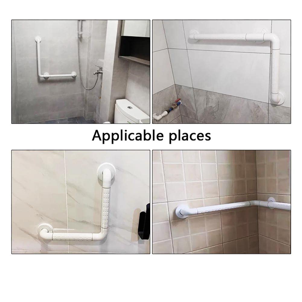 asidero de ducha, Barra de Agarre de Acero Inoxidable con Acabado Chapado en Plástico Pasamanos de Pared de 90 Grados Barandilla de Seguridad Tipo L for Personas Mayores con Discapacidad (38x38cm, 48x