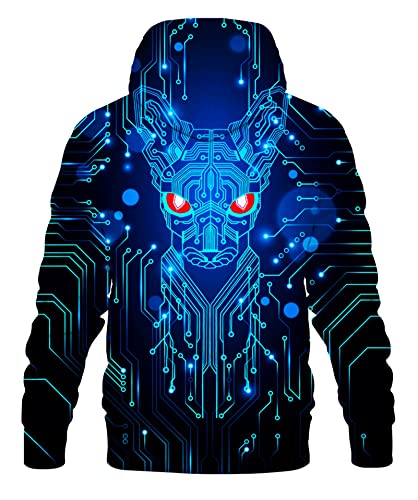 Eowjeed Unisex 3D Digital Hoodies Pullover Sweatshirt Hooded With Dog Pattern Small #TOP3