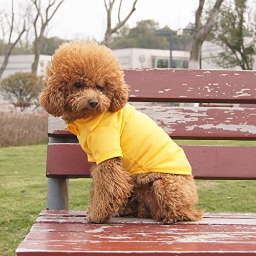 Cute Summer Yellow Polo Cool Puppy Clothes Pet Dog Clothes T-shirt Vest Clothing for Small Dogs (S)