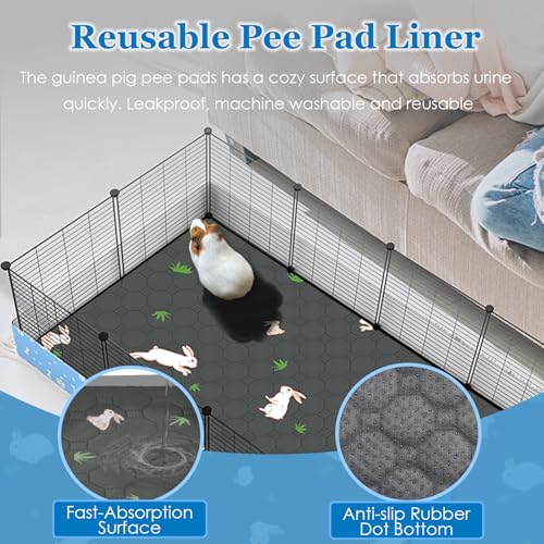 Guinea Pig Cages with Tarp and Bedding Pee Pad Liner, 2-Story Large Guinea Pig Playpen C&C Loft Cage for 2 Rabbit Bunny Chinchilla Small Animal Habitat for Indoor - Image 5
