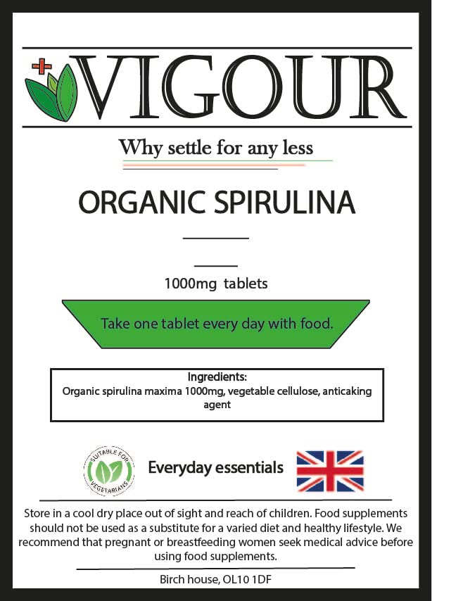 Organic Spirulina - 240 High Strength 1000mg Tablets