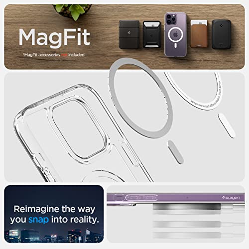 Image of Spigen Ultra Hybrid MagFit Back Cover Case for iPhone 14 Pro, MagSafe Compatible, Air Cushion Technology - Polycarbonate + TPU | White