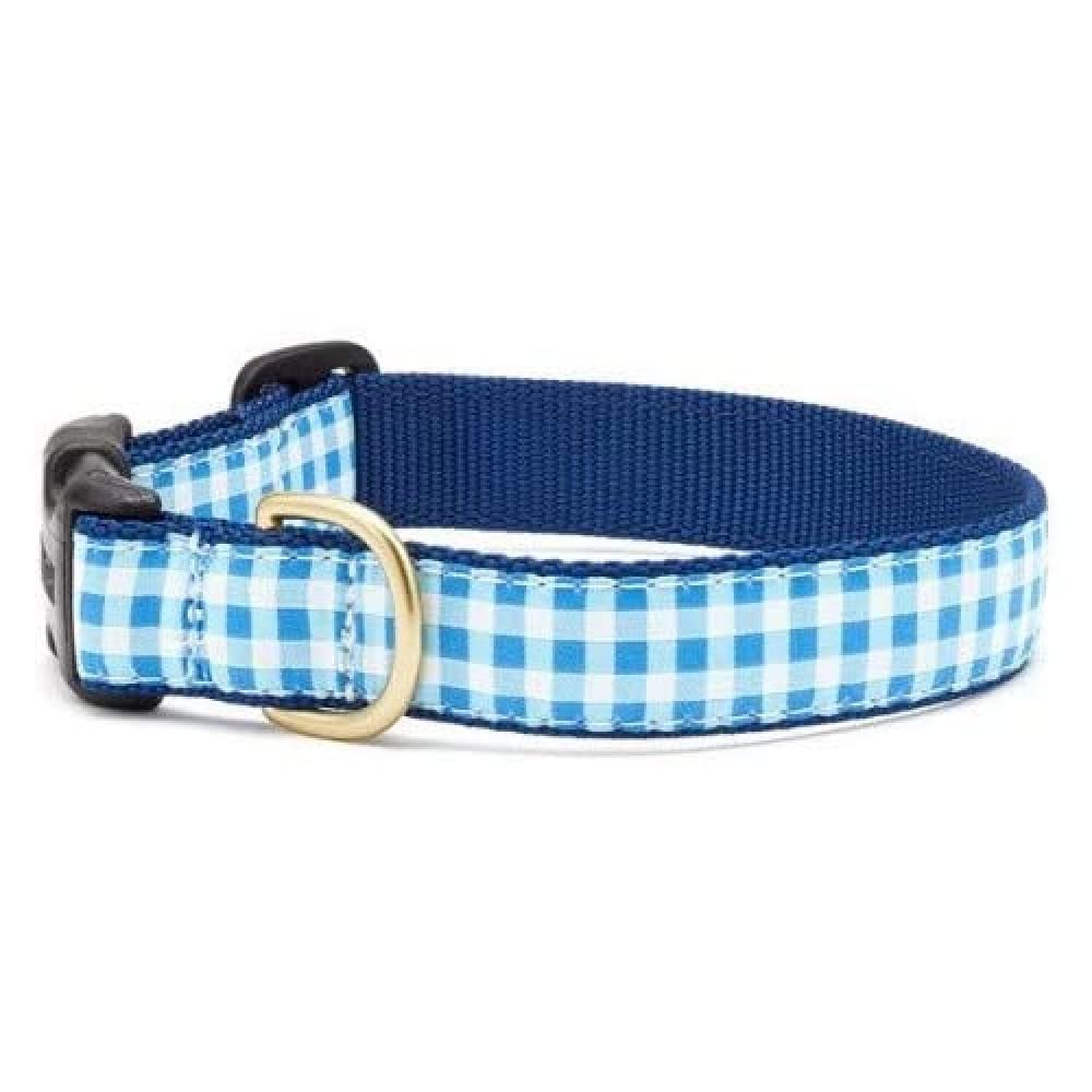 Up Country Bug-C-XL Blue Gingham Dog Collar XL Wide (1")