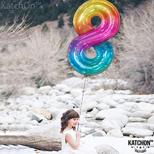 Katchon, Giant Rainbow Number 8 Balloon - 40 Inch | 8 Balloons For Birthday Girl | Eight Balloon Number, Happy 8Th Birthday Decorations For Girls | Tie Dye Balloons For Tie Dye Birthday Decorations #TOP5