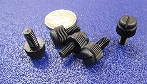 Nylon Knurled Slotted Head Thumb Screws Black 10-32 x .375" Length, 100 Pcs