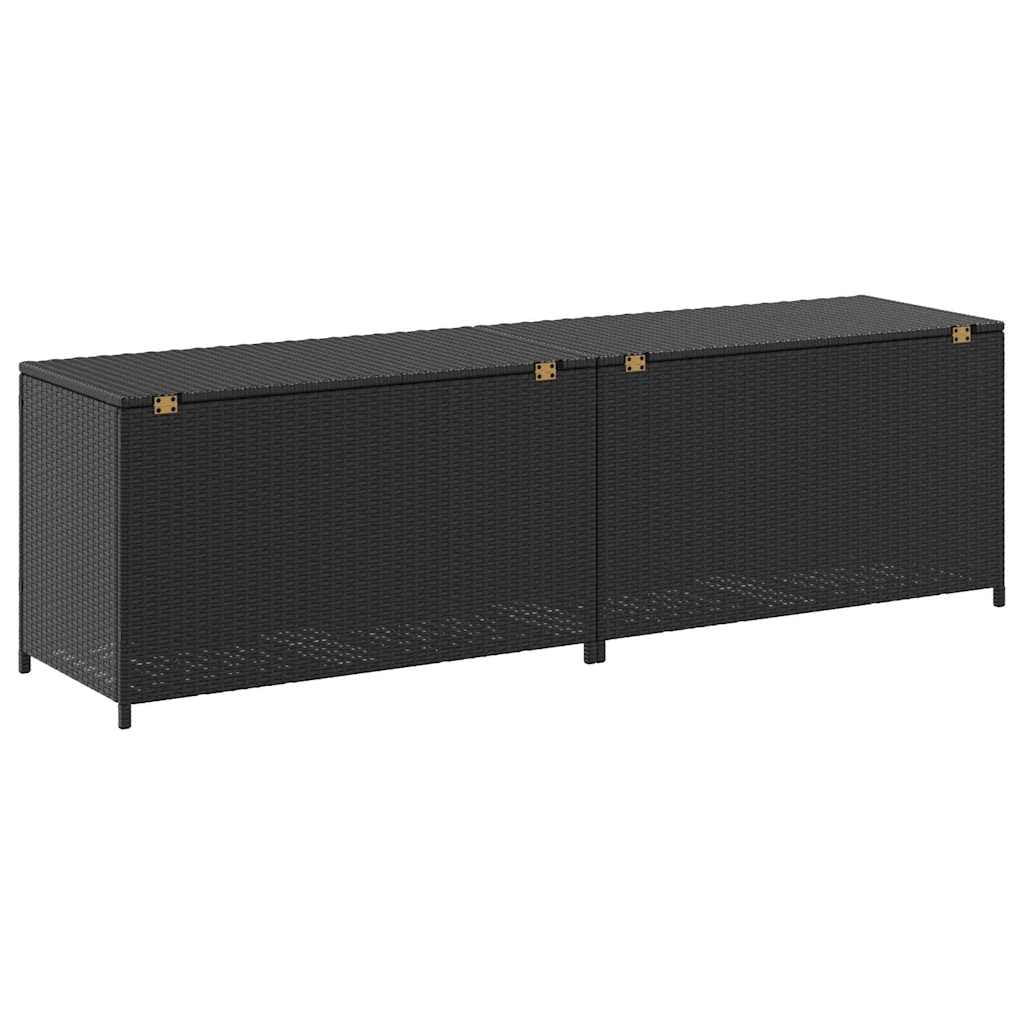 Gartenbox Poly Rattan Auflagenbox 200x50x60 cm Schwarz mit Gasdruckfeder, wetterfest, wasserdicht, stabiler Stahlrahmen, großer Stauraum für Balkon Terrasse Outdoor