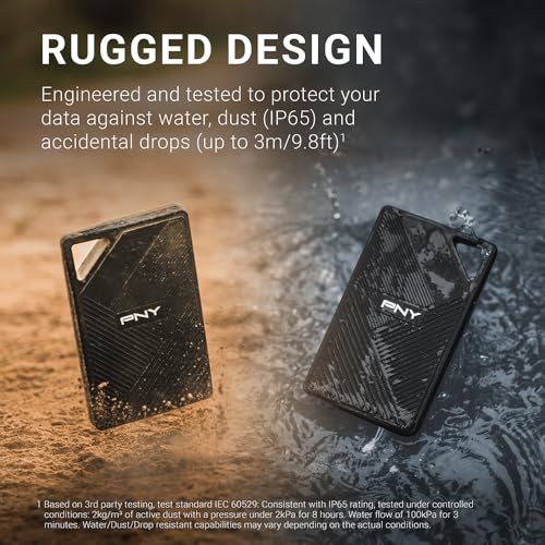 Image of PNY RP60 2TB Portable SSD - Up to 2000MB /s, USB-C, USB 3.2 Gen2x2 - Rugged, IP65 Rated, Water /Dust /Drop Resistant - For Photos, Videos, Gaming and more - External Solid-State Drive - PSD0CS3060-2TB-RB