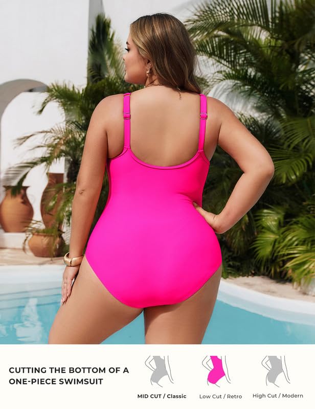 Hanna Nikole Traje de baño para mujer, tallas grandes, con push up, traje de baño de una pieza con forma de traje de baño elegante, traje de baño cruzado monokinis, traje de baño ajustable, cómodo