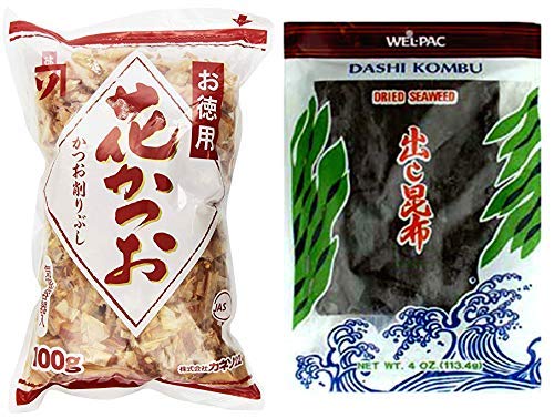 1 Bonito Flakes & 1 Dashi Kombu (2 Item bundle) Dried Seaweed Wel-pac