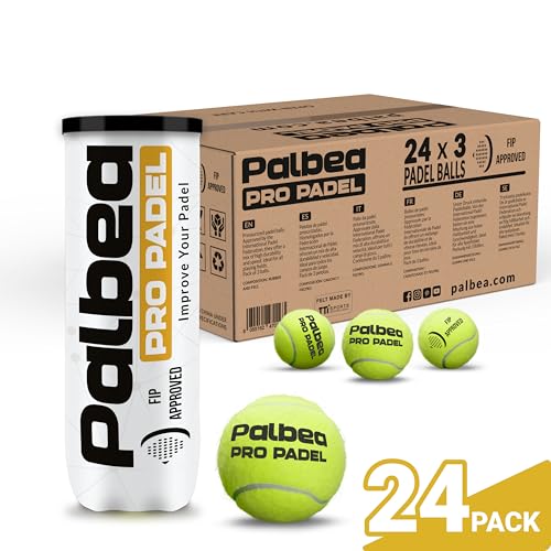 Image of Palbea PRO Padel Balls. 6 /12 /24 Tubes of 3 Padel Tennis Balls FIP Approved | Paddle Balls made of HV Felt for Training and Tournament. Suitable for Any Surface or Sites.