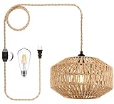 Plug In Pendant Light Hanging Lights With Plug In Cord Rattan Hanging Lamp Wicker Woven Basket Lamps