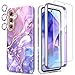 Produktbild SHEDEER für Samsung A55 5G Hülle mit Kameraschutz + Schutzfolie + Stoßfänger, Samsung Galaxy A55 5G Hülle Anti-Yellowing Stilvoll, 360 Grad Schutz Stoßfest Handyhülle für Samsung A55 5G 6.6'' Lila