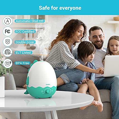 Livatro Kids Bpa Free Humidifier With Diffuser, Ultrasonic Quiet Air Humidifiers For Baby Kids Bedroom Nursery With Night Light, Timer And Auto-Shut Off, Last Up To 40Hours, Dinosaur With Fun Stickers #TOP3
