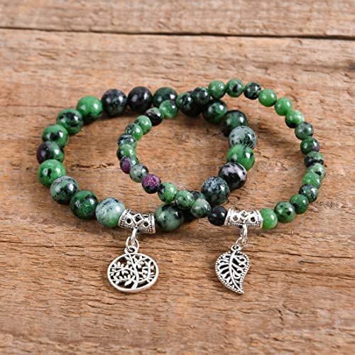 Image of YGLINE Tree of Life Yoga Healing Stone Bracelets,Multilayer Lotus Chakra Stone Reiki Bracelet Sets,Anxiety Crystal Natural Stone,for Women Stress Relief