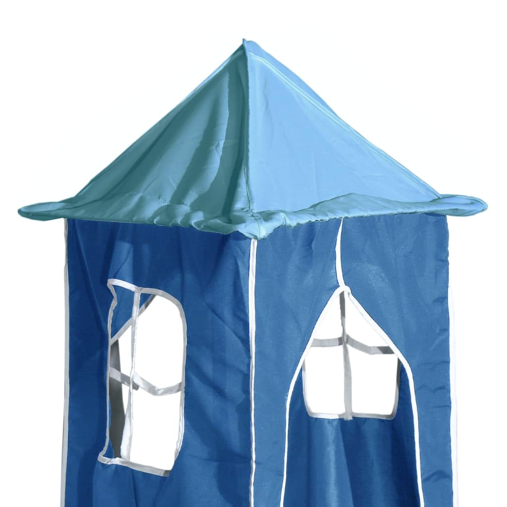 Cortinas para cama alta con túnel y torre azul de poliéster, juego de accesorios de 7 piezas con bolsillos de almacenamiento, fijación estable y diseño adecuado para niños