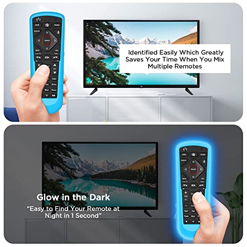 3 Pack Case for Dish Network Remote 52.0/54.0, Silicone Cover for Dish TV Remote Controller Skin Protective Universal Replacement Rubber Sleeve Protector-Glow Blue,Glow Green,Red - Thumbnail 5