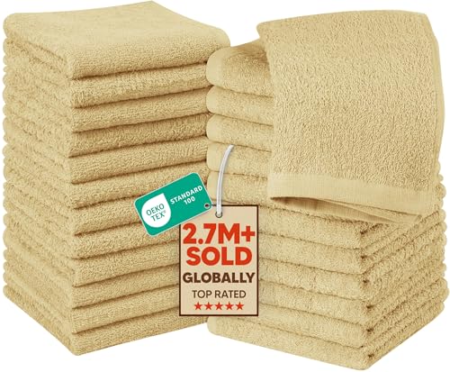 Image of Utopia Towels 24 Pack Cotton Washcloths Set, 100% Ring Spun Cotton, Premium Quality Flannel Face Cloths, Highly Absorbent and Soft Feel Fingertip Towels, White