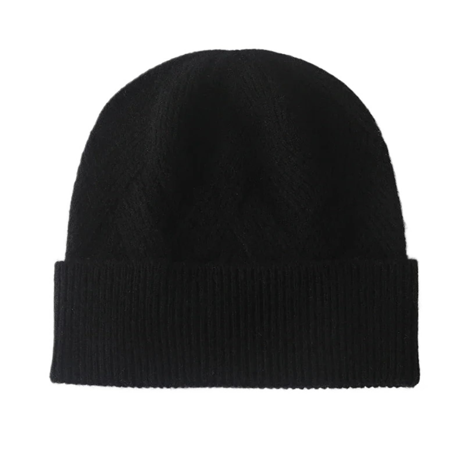 Czapka damska zimowa kaszmirowa dzianinowa nakrycia głowy miękkie ciepłe czapki moda damska Casual czapka z grubą czapką czapka z kaszmiru(Black)