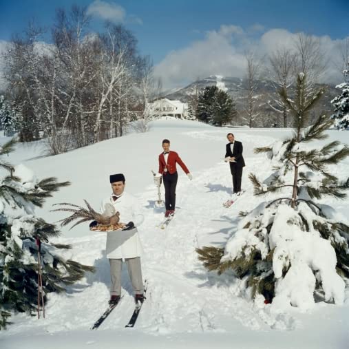 Slim Aarons Skiing Waiters Print | LARGE FORMAT | gallery photo, Palm Springs, mothers day gift, bathroom wall art, fine art print (24x24)