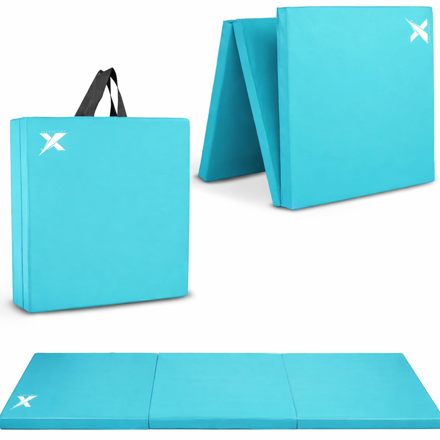 Xn8 Sports Tri-Fold Gymnastics Acro Tumble Mat –6cm Thick & 6Ft Long Foldable Gymnastic Exercise Crash Mats for Kids & Adults Non-Slip PU Leather Folding Gym Mat with Carrying Handles for Yoga Pilates — image 1