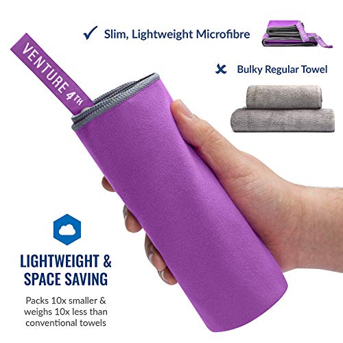 Venture 4Th Microfiber Travel Towel - Sports Towel: Quick Dry Towels For Gym, Beach, Camping, Backpacking, Swimming - Fast Drying And Lightweight (Purple-Gray Medium) #TOP1