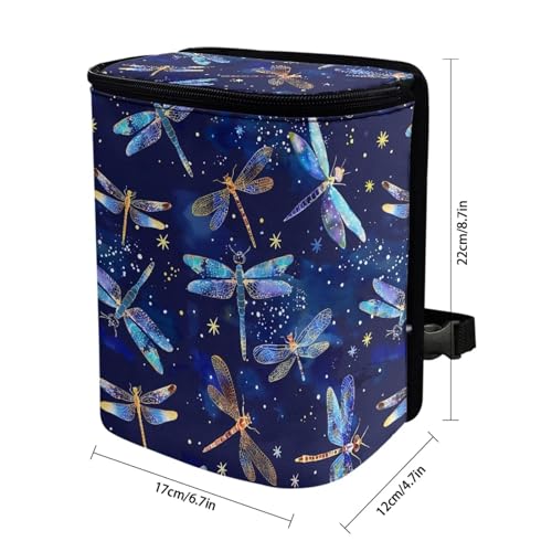 Image of Car Trash Bin Collapsible Car Organizers and Storage for Front Seat Multipurpose Trash Bag Automotive Garbage Can Car Accessories Interior Car Organizer, Dragonfly Pattern
