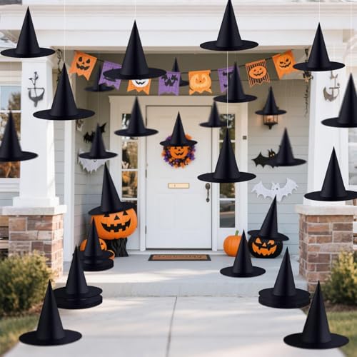 Halatool Hanging Witch Hats 48pcs for Halloween decorations