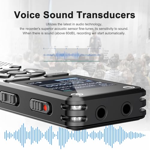 Holyask Gravador De Voz Digital De 128 Gb Para Palestras E Reuniões - Gravador De Áudio Ativado Por