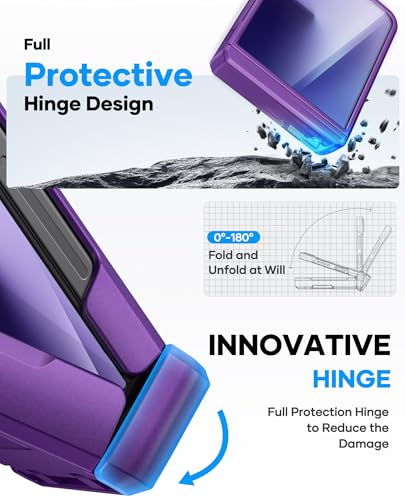 Image of ASAFCASE for Samsung Galaxy Z Flip 7 Case Wallet with Card Holder, Purple | Outer Screen Protector, Hinge Protection, Heavy Duty, Shockproof Rugged Phone Protective Cover Case for Galaxy Z Flip 7