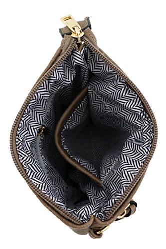 Image of Isabelle Small Lightweight Shoulder Bag for Women, Mini Multi Zipper Pocket Crossbody Handbag with Adjustable strap